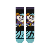 Paire de chaussette a motif taz (looney tunes) noire et violette vue de dessus