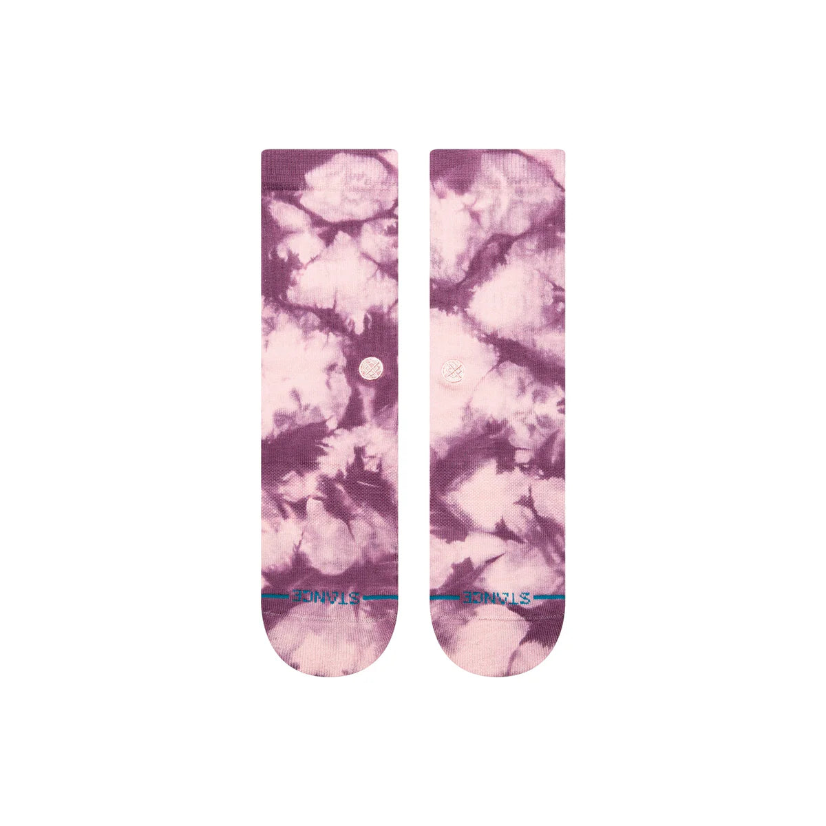Paire de chaussette à motif Tye and dye de couleur rose et violet vue de dessus