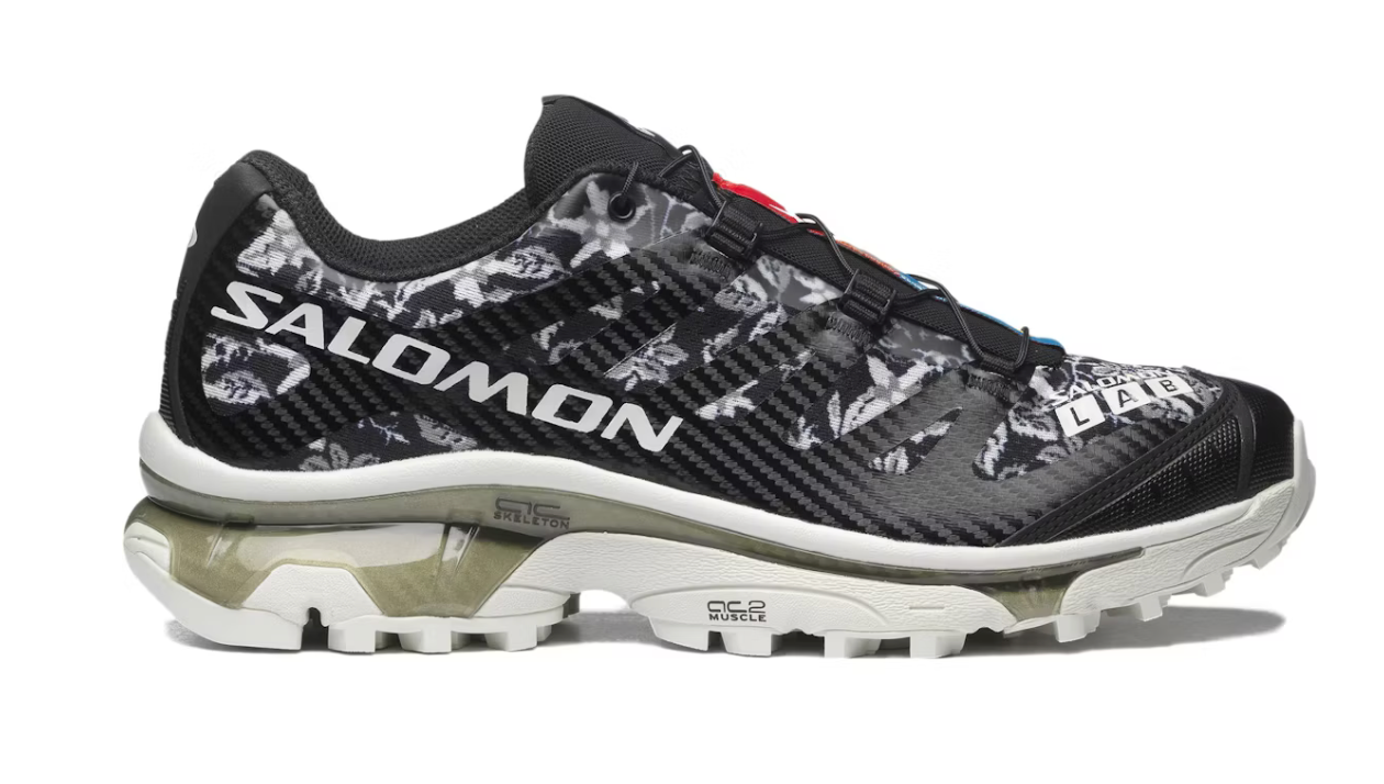 Salomon XT-4 OG Needlepoint Black Fleurs Blanc Noir Gris 
