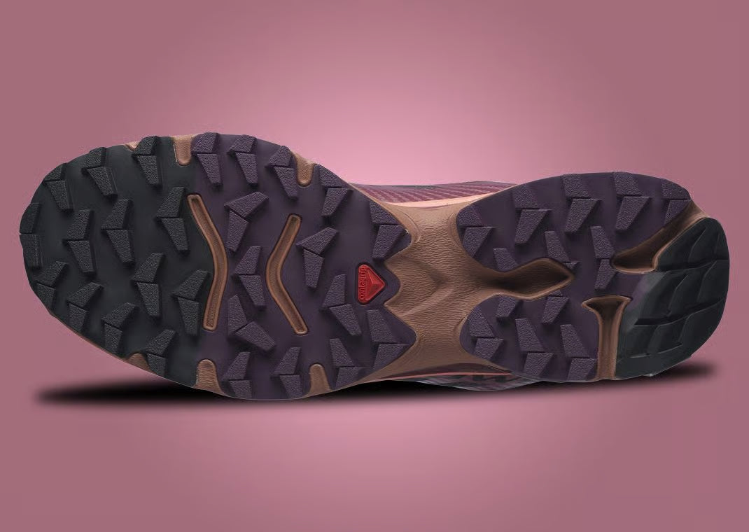 Salomon XT-4 OG Rave at Dawn Nocturne Tawny Port – sneakers édition spéciale, vue de la semelle