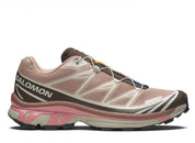 Chaussure de trail Salomon XT-6 Acajou Rose Terre Marron semelle légère et confortable , vue de profil