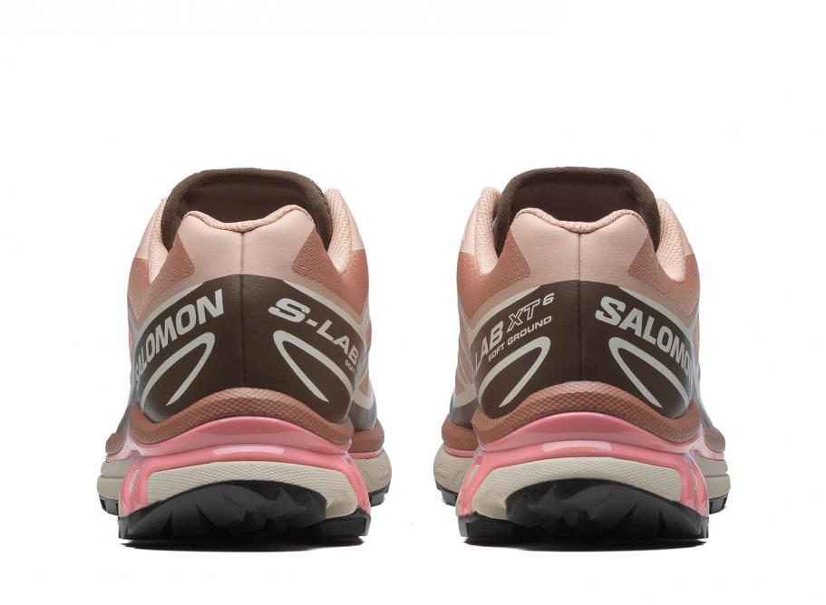 Chaussure de trail Salomon XT-6 Acajou Rose Terre Marron semelle légère et confortable , vue de derrière