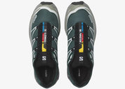 Sneaker Salomon XT-6 Bistro Green Milieu en mesh vert foncé avec détails naturels, système Quicklace, amorti EnergyCell et semelle Contagrip.