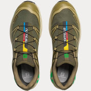 Sneaker Salomon XT-6 Dried Herb en mesh vert olive avec système Quicklace, amorti EnergyCell et semelle Contagrip adaptée aux terrains variés.