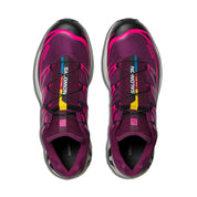 Chaussure de trail Salomon XT-6 Neon Tokyo Plum Caspia , semelle légère et confortable , vue de haut