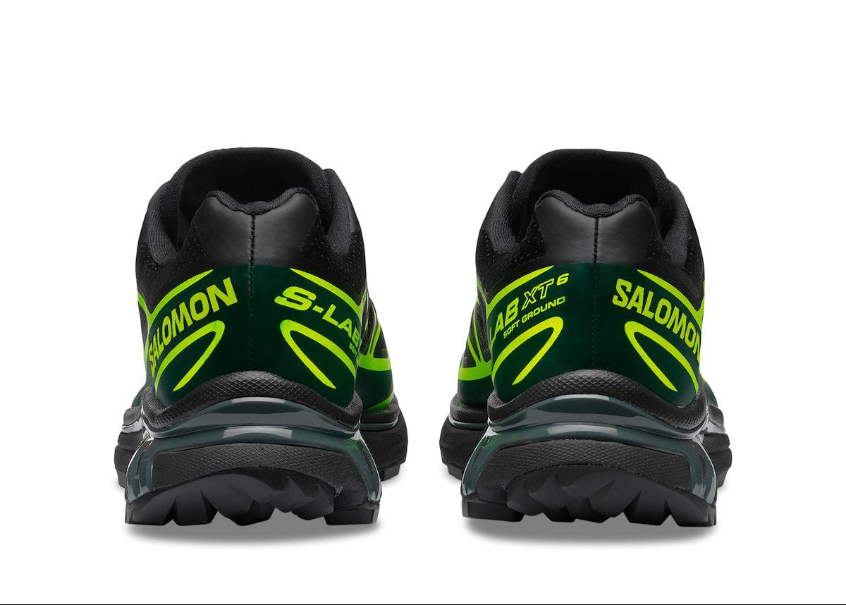  Chaussure de trail Salomon XT-6 Neon Tokyo Vert Gecko , semelle légère et confortable , vu de derrière