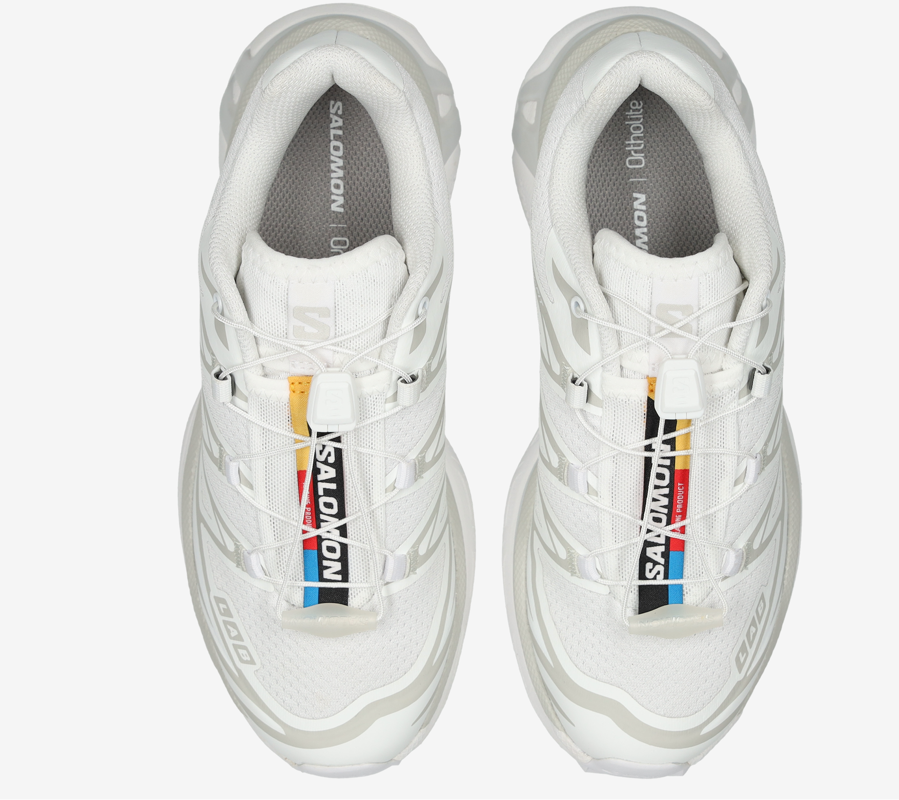 Chaussure de trail Salomon XT-6 white lunar rock , semelle légère et confortable , vu de haut