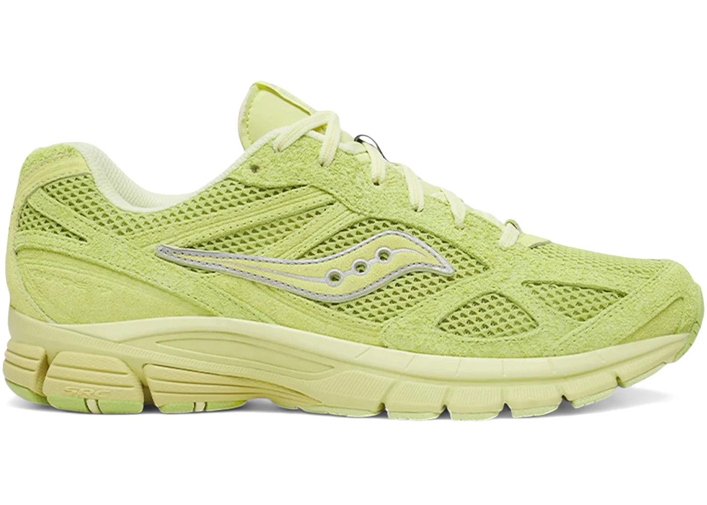 Sneaker Saucony ProGrid Guide 7 3sixteen Lime en mesh et suède premium vert avec amorti ProGrid et détails rétro-running raffinés.