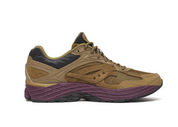Saucony ProGrid Omni 9 Brown Bordeaux, sneaker running rétro marron et bordeaux avec tige en mesh structurée et semelle à technologie Grid vue de profil intérieur. 