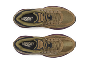 Saucony ProGrid Omni 9 Brown Bordeaux, sneaker running rétro marron et bordeaux avec tige en mesh structurée et semelle à technologie Grid vue du dessus. 
