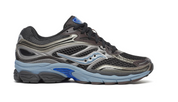 Saucony ProGrid Omni 9 Disrupt Black Torte, sneaker Saucony noire aux nuances Torte avec design running rétro, empeigne multicouche et semelle volumineuse vue de profil  