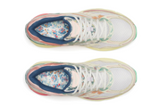 Saucony ProGrid Omni 9 Floral Beige Blue, sneaker Saucony beige et bleue aux détails floraux, avec design running rétro et empeigne multicouche vue du dessus. 
