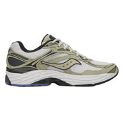 Découvrez la Saucony ProGrid Omni 9 Metallic White Gold, une sneaker rétro-running blanche aux détails dorés métallisés, avec design Y2K et amorti ProGrid vue de profil intérieur. 