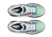 Saucony ProGrid Omni 9 Mint Multi avec tige en mesh menthe respirant, empiècements synthétiques multicolores, amorti ProGrid et semelle extérieure en caoutchouc.