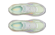 Saucony ProGrid Omni 9 Prism Pack Lime, sneaker running rétro vert lime et Orchid en mesh avec renforts techniques et semelle Grid vue du dessus. 