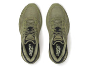 Saucony ProGrid Omni 9 Armor Green en mesh respirant avec renforts synthétiques et amorti ProGrid vue du dessus. 