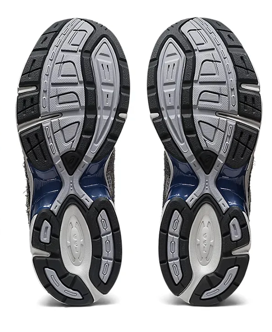 ASICS Gel-1130 Mid Grey Steel Grey – sneakers modernes et confortables inspirées du rétro-running, bleu, gris, noir, vue du bas 