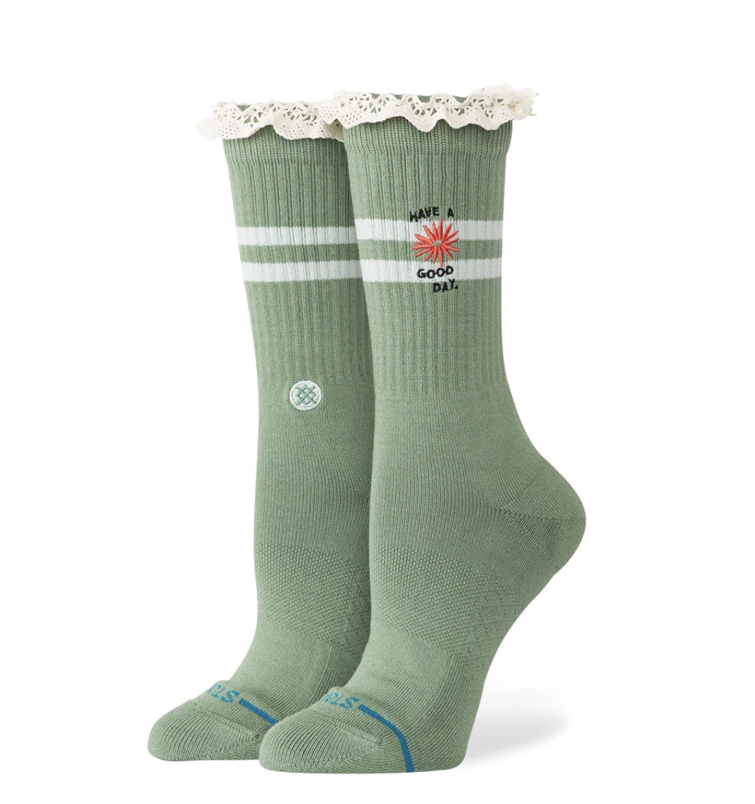 Stance Have A Good Day Crew – chaussettes crew en coton premium avec design graphique et message positif Have A Good Day , vue de face