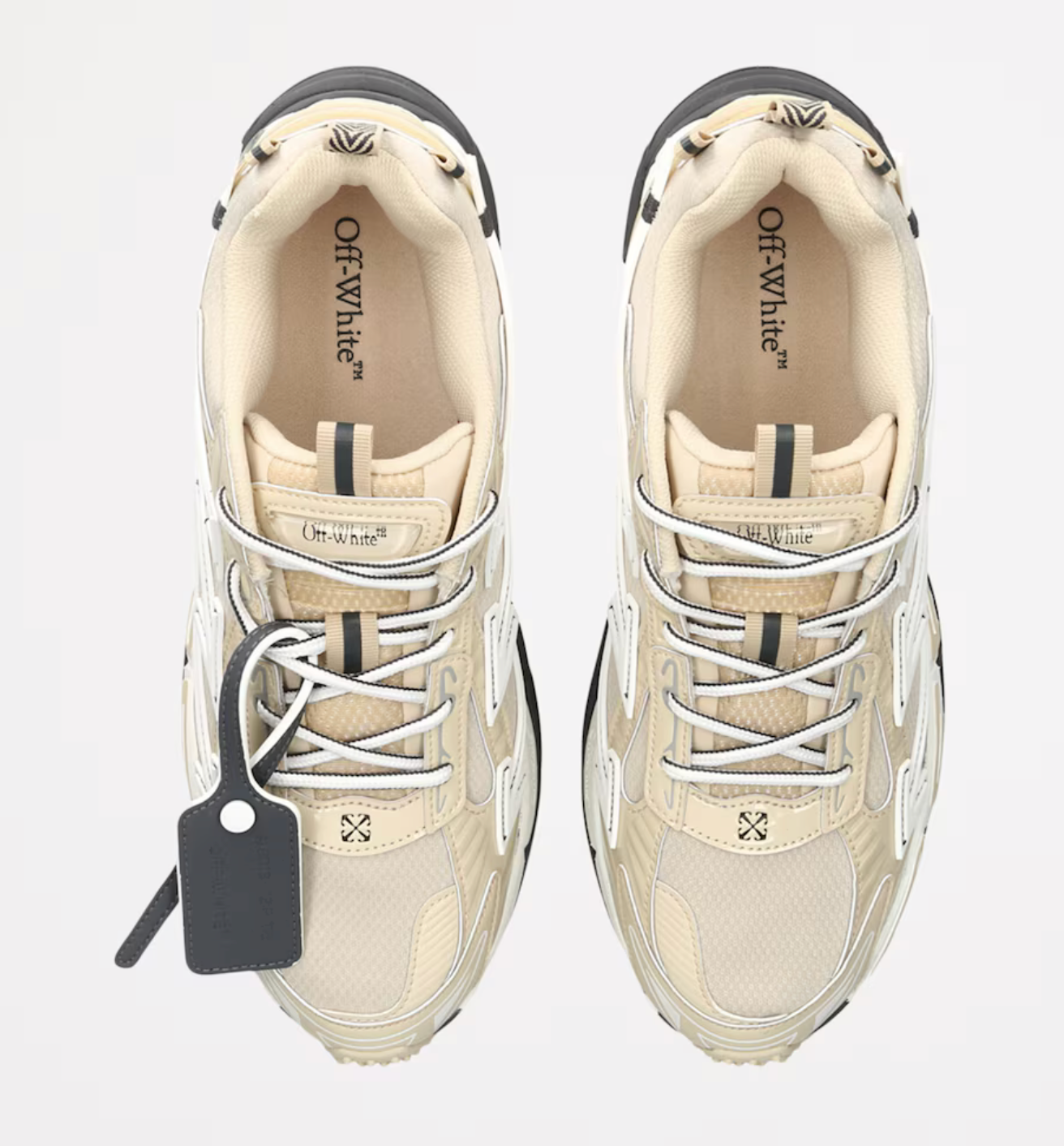 Sneakers OFF-WHITE Be Right Back Light Beige en matériaux techniques avec détails graphiques signature et semelle sculpturale