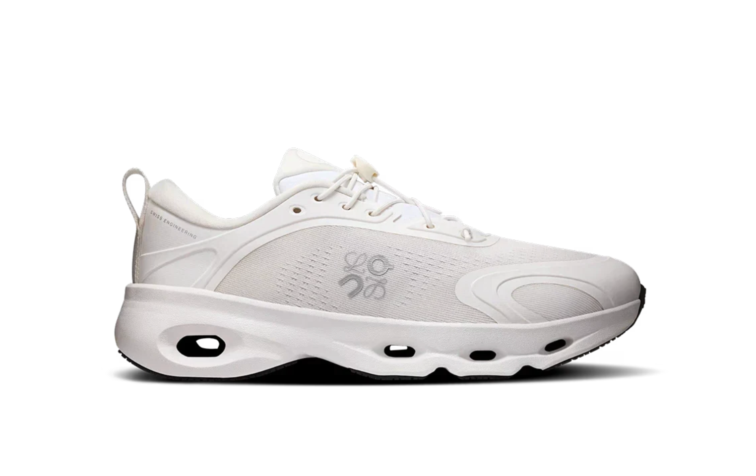 Sneakers On Running Cloudsolo LOEWE White Light Grey en matériaux techniques premium avec semelle CloudTec® et finitions luxe minimalistes vue de profil. 