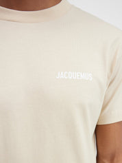 TEE SHIRT JACQUEMUS BEIGE A LOGO IMPRIME BLANC SUR LE COEUR