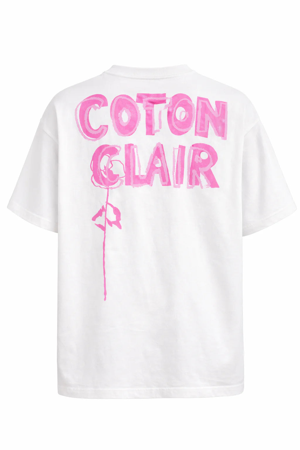 T-shirt oversize noir Coton Clair en coton épais 230g avec illustration florale et logo graphique dos avant et arrière