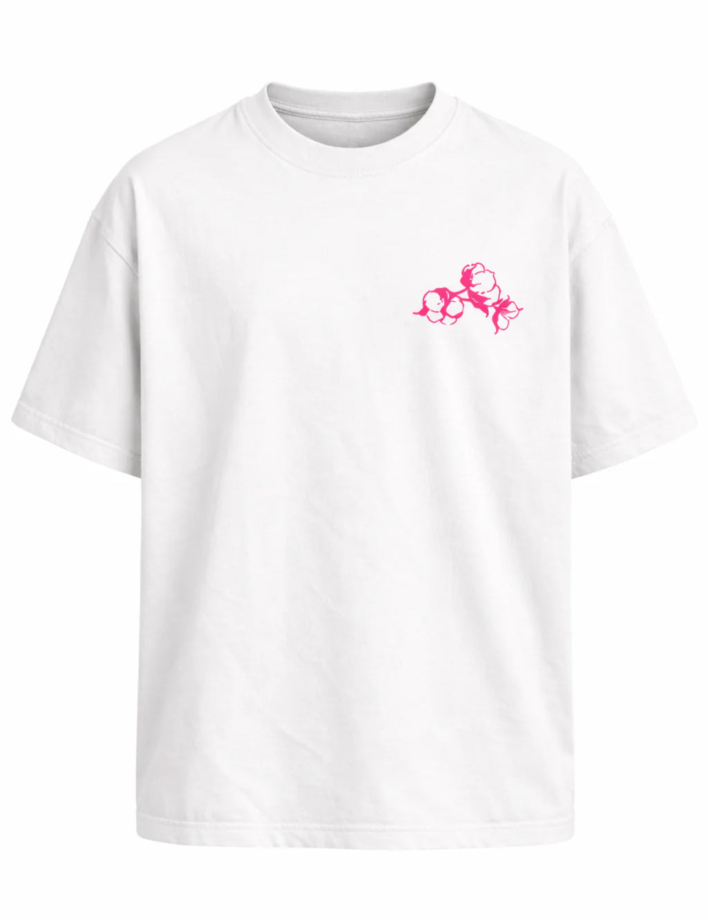 T-shirt oversize noir Coton Clair en coton épais 230g avec illustration florale et logo graphique dos avant et arrière