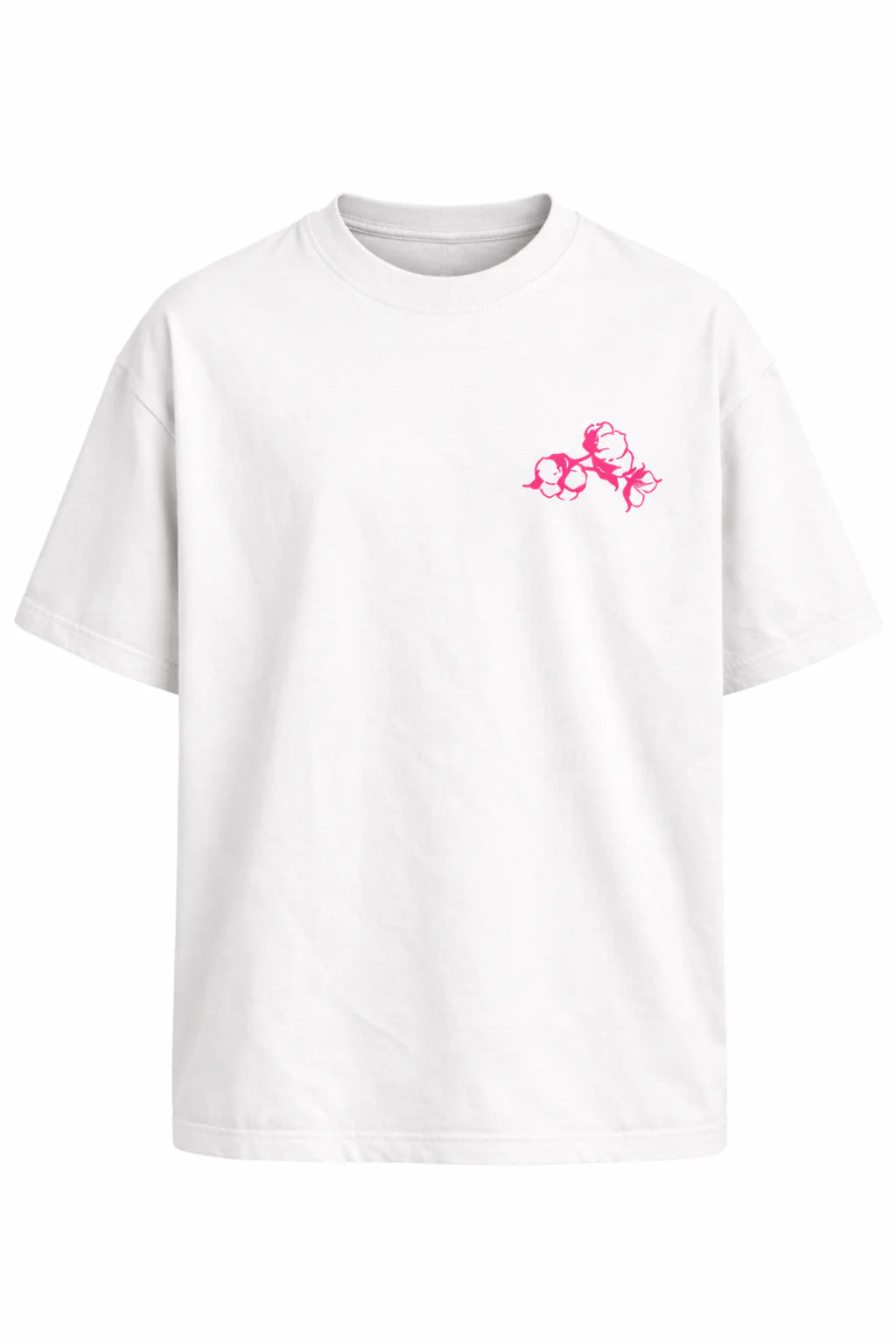 T-shirt oversize noir Coton Clair en coton épais 230g avec illustration florale et logo graphique dos avant et arrière