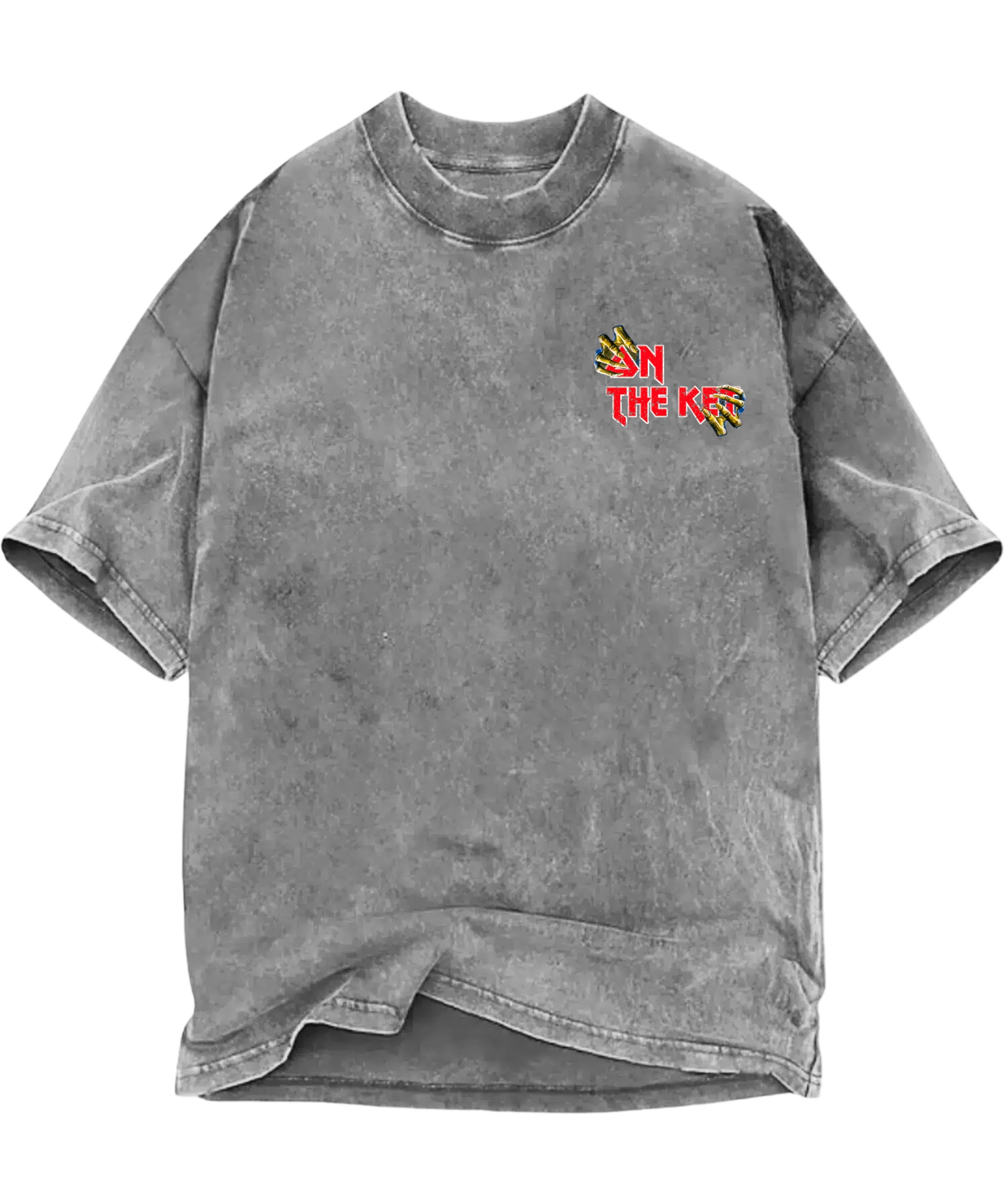 Tee-shirt On The Ket Iron Maiden Killers Gris – t-shirt oversize en coton premium gris délavé avec imprimé vintage inspiré de l’album Killers d’Iron Maiden, vu de face.