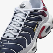 Nike Air Max Plus PSG – sneaker collaboration Paris Saint-Germain noir gris particule anthracite avec accents dorés amorti Tuned Air