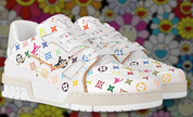 Takashi Murakami’s Louis Vuitton Trainer 54 blanc fleurs multicolors 
