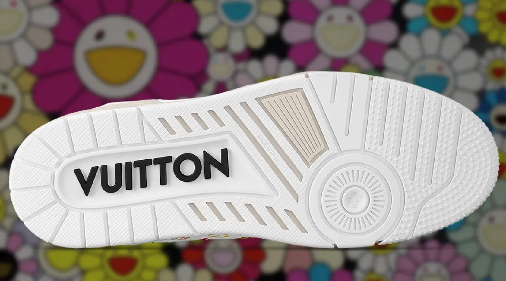 Takashi Murakami’s Louis Vuitton Trainer 54 blanc fleurs multicolors 