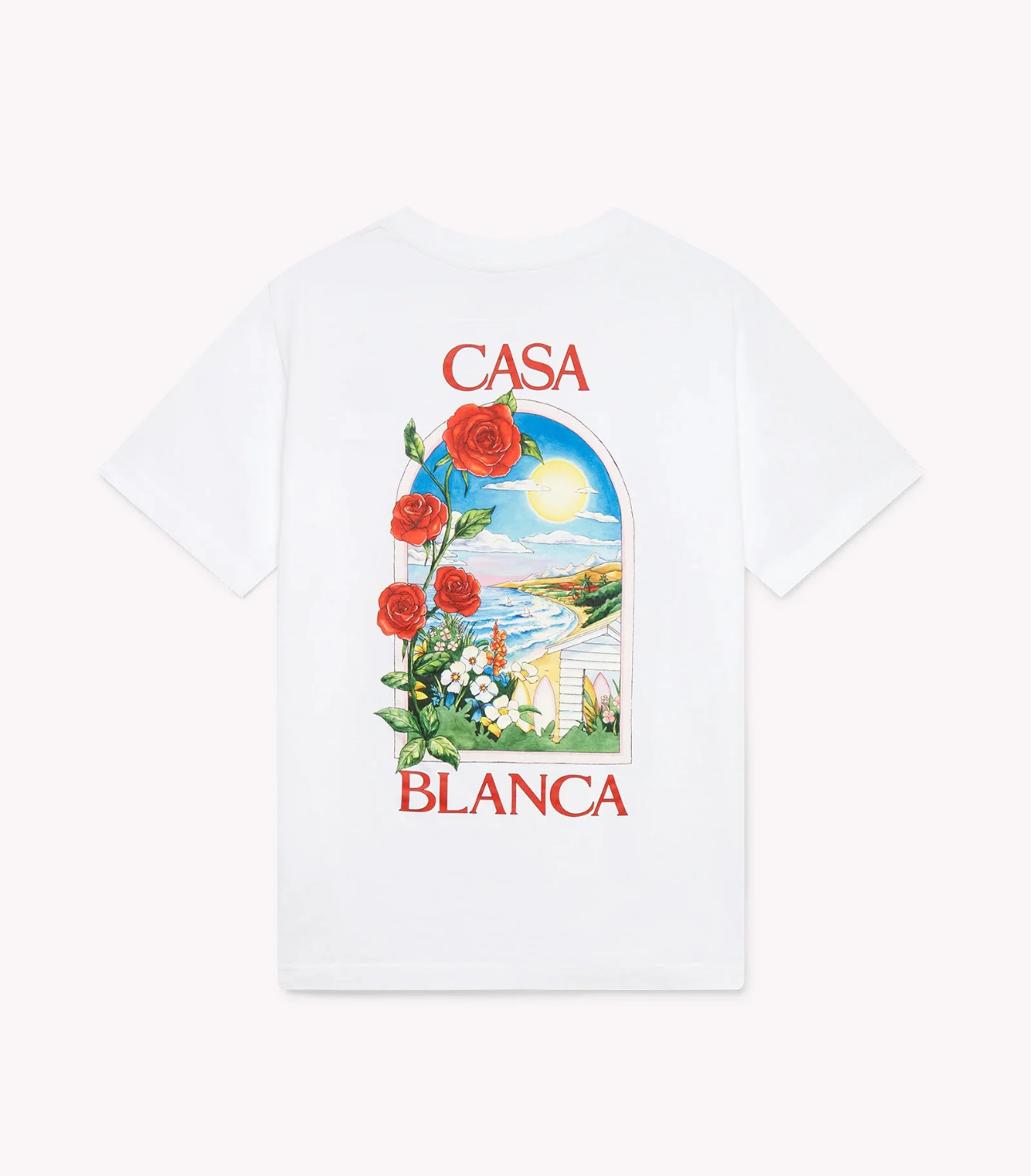 Tee-shirt Casablanca White Roses – t-shirt blanc en coton premium avec imprimé floral de roses blanches , vue de dos