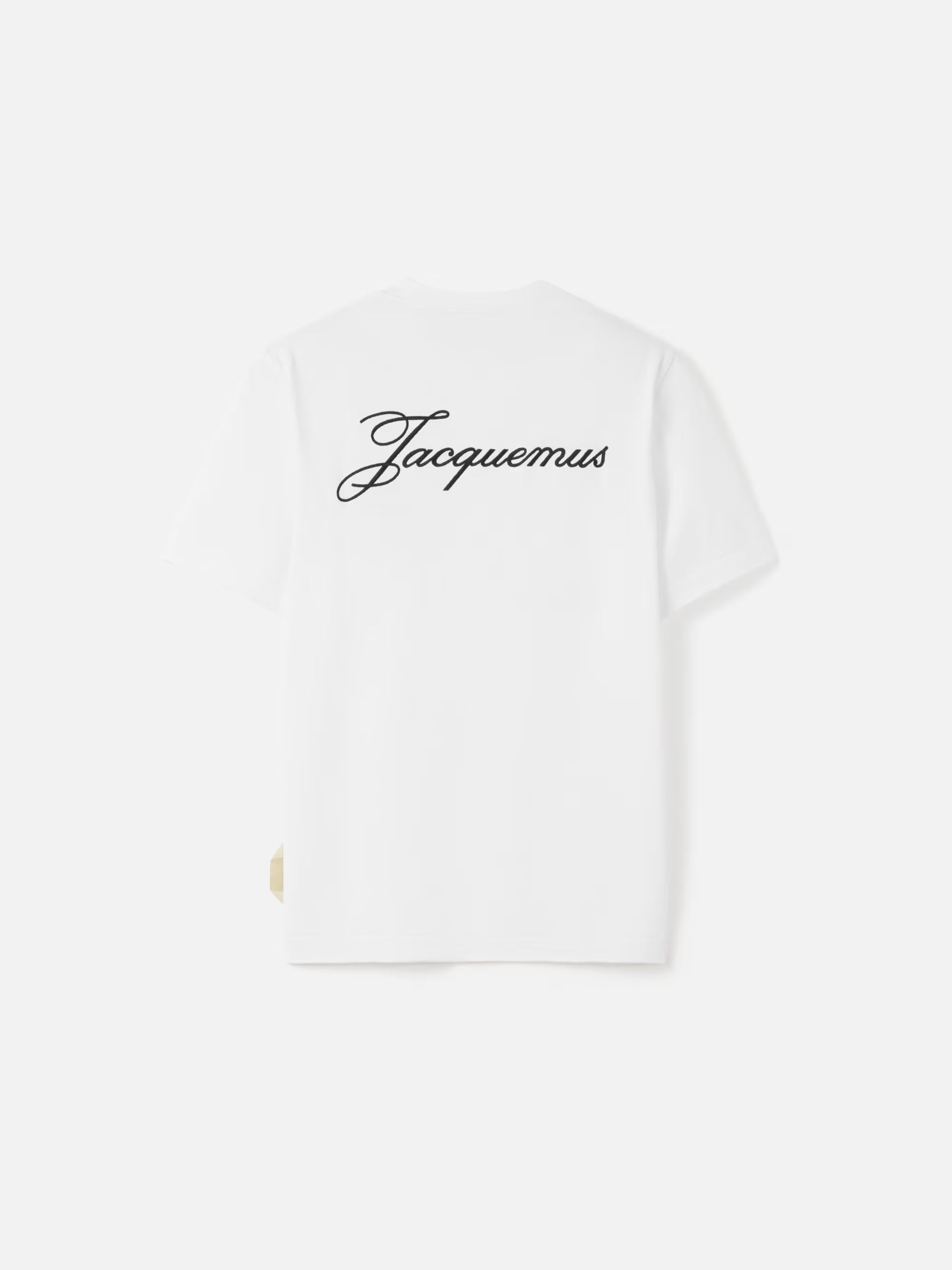T-shirt Jacquemus en coton BLANC 240g/m² avec logo script blanc, au design minimaliste et premium.

