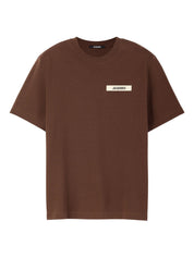 Tee-shirt Jacquemus marron en coton gros grain premium avec texture structurée et finitions élégantes
