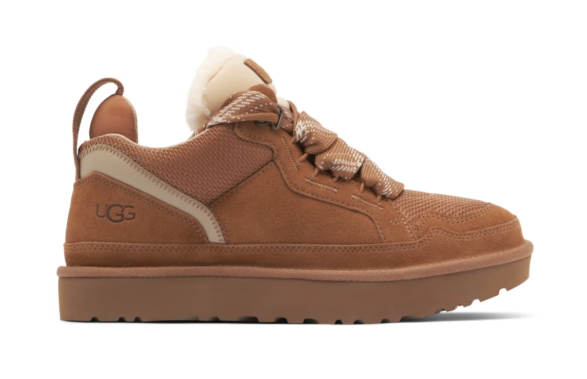 UGG Lowmel Chestnut en suede marron avec intérieur UGGplush™ et semelle Treadlite légère et adhérente.