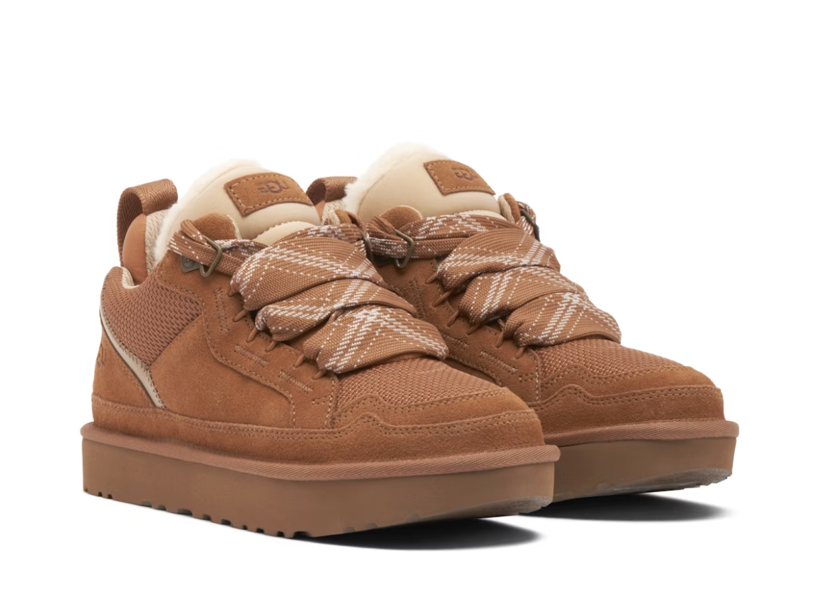 UGG Lowmel Chestnut en suede marron avec intérieur UGGplush™ et semelle Treadlite légère et adhérente.