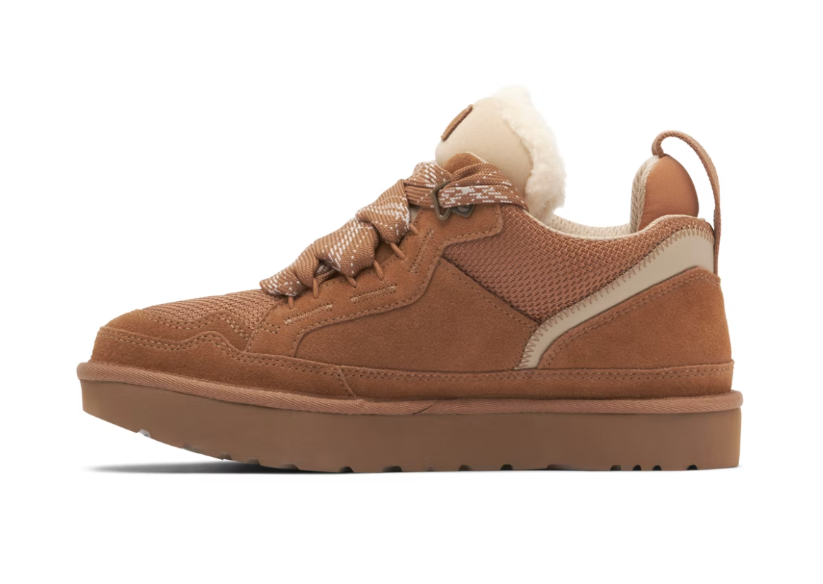 UGG Lowmel Chestnut en suede marron avec intérieur UGGplush™ et semelle Treadlite légère et adhérente.