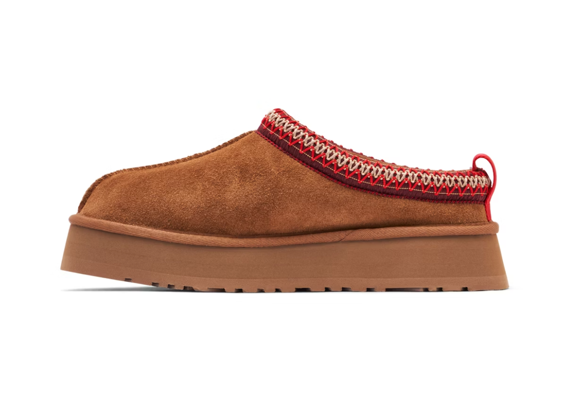 UGG Tazz Slipper Chestnut en suede marron caramel avec intérieur UGGplush™ et semelle plateforme SugarSole.