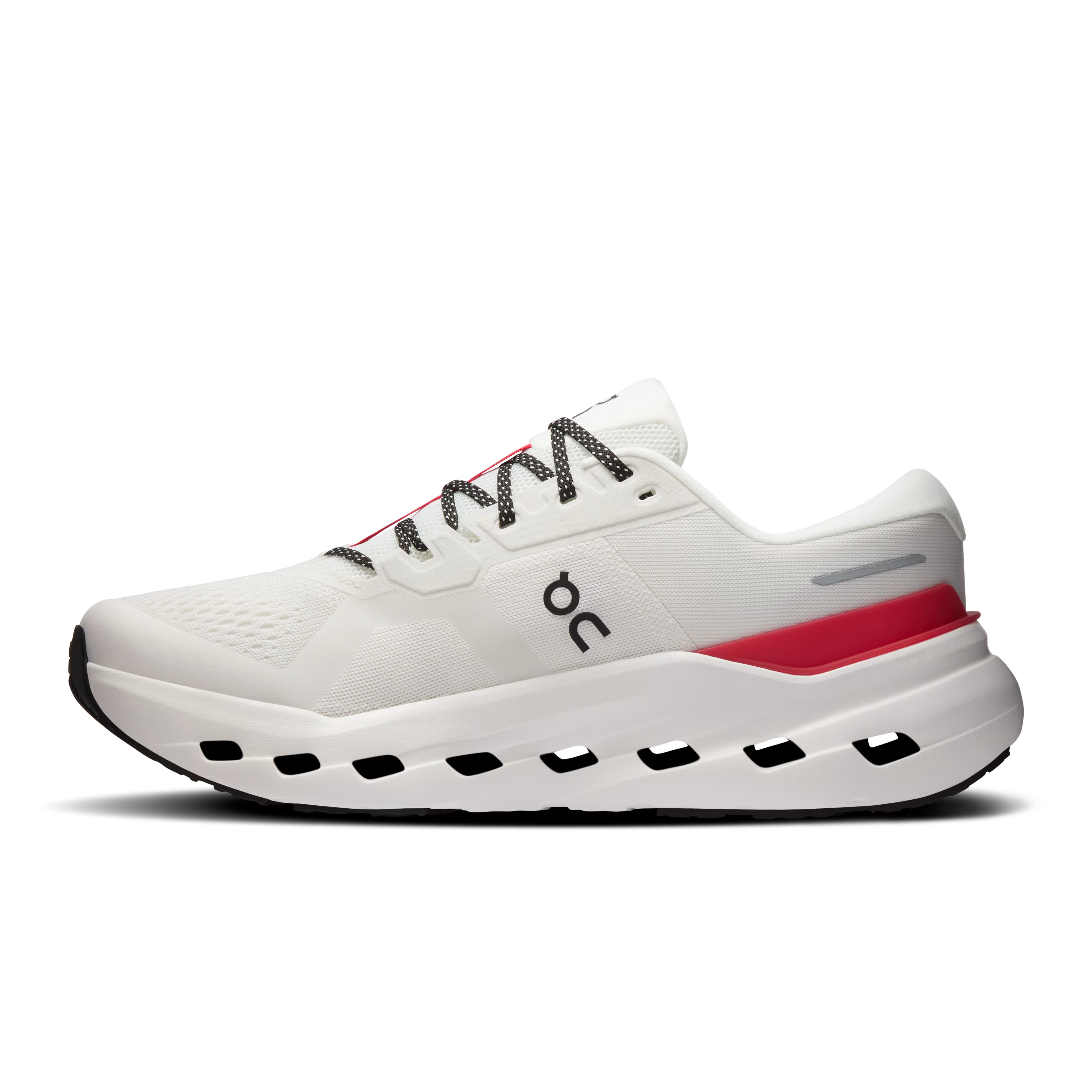 On Running Cloudrunner 3 Ivory Robin crème et bleu en mesh technique avec semelle CloudTec et mousse Helion performante. vue de profil intérieur