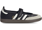 Sneaker adidas Samba Jane Black Off White en cuir noir et blanc cassé avec bride Mary Jane et semelle basse iconique.