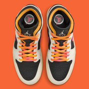 Jordan 1 Mid SE Edge Flight Club en cuir premium avec finitions déstructurées, Swoosh iconique et semelle vintage, vue de dessus