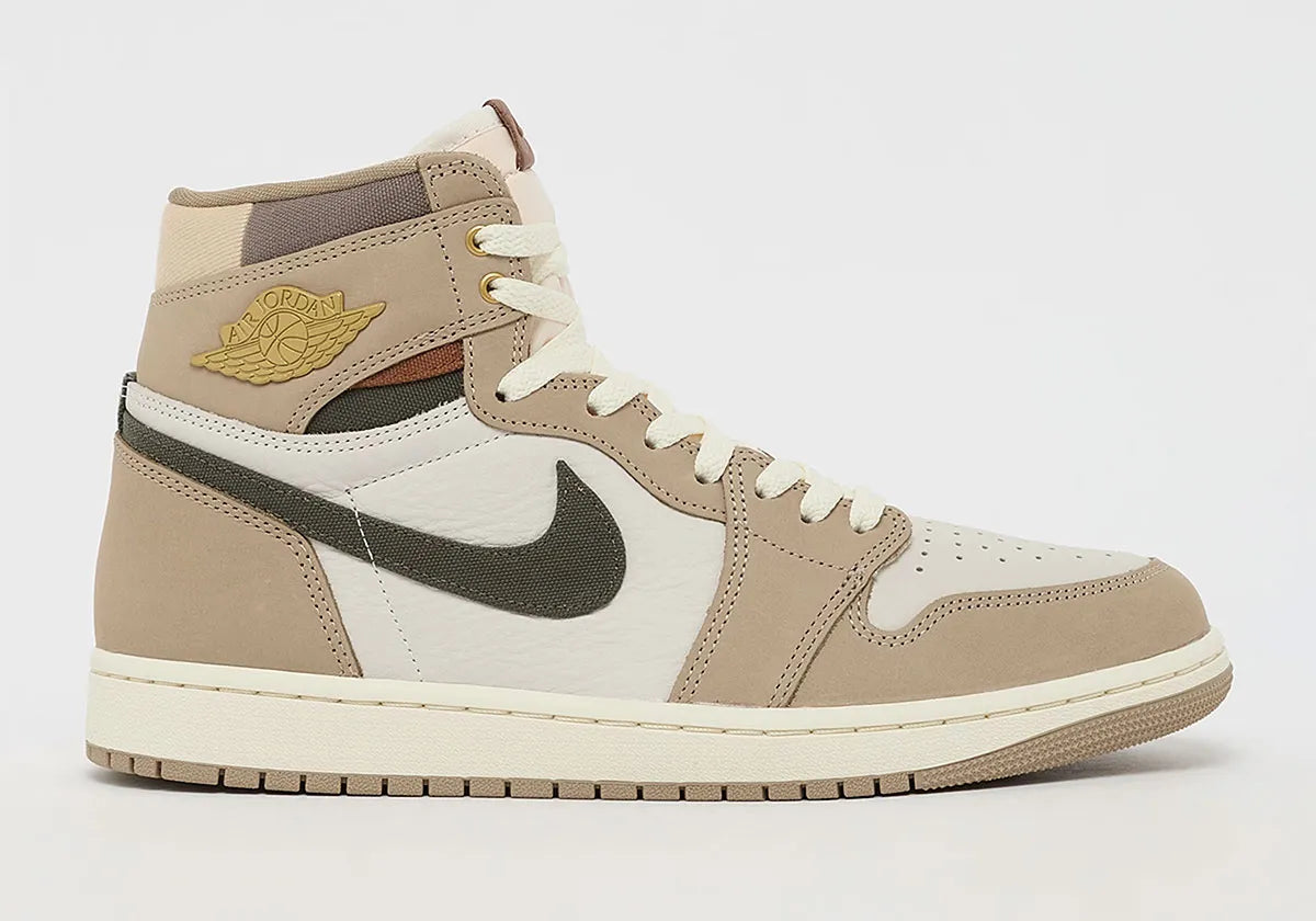 Air Jordan 1 Retro High OG Khaki, sneaker montante Jordan Brand en coloris kaki avec design iconique, amorti confortable et finitions premium.