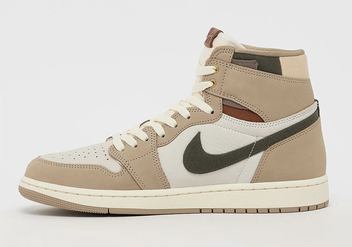 Air Jordan 1 Retro High OG Khaki, sneaker montante Jordan Brand en coloris kaki avec design iconique, amorti confortable et finitions premium.