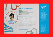 Carte de la description de l'enfant qui a designé la paire de sneakers Jordan 17 Retro Low Doernbecher Zach Rumbaugh en matériaux premium avec design expressif et finitions haut de gamme Jordan