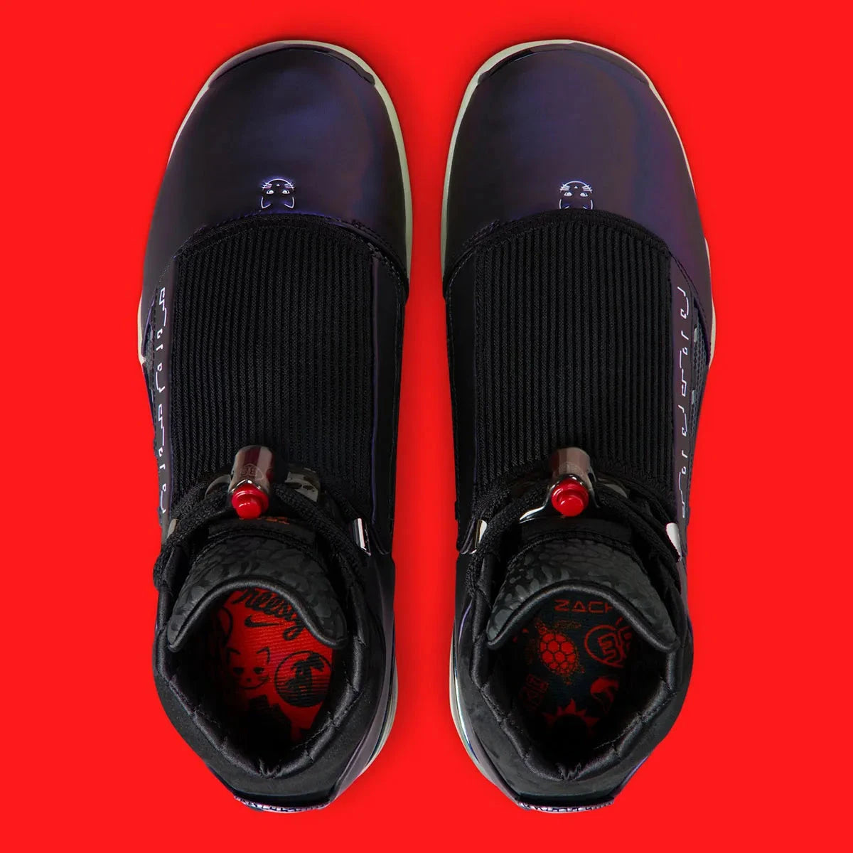 Sneakers Jordan 17 Retro Low Doernbecher Zach Rumbaugh en matériaux premium avec design expressif et finitions haut de gamme Jordan vue du dessus. 