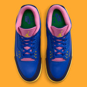 Air Jordan 3 Brazil jaune et verte avec print elephant et semelle Air visible iconique.