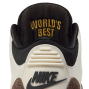 Air Jordan 3 Worlds Best Dad crème et beige en cuir premium avec print elephant et semelle Air visible iconique. zoom intérieur de la languette