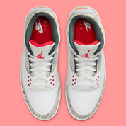 Air Jordan 3 Retro Wings HM6993-100 blanche avec Elephant Print crème, détails Vintage Green et Rose, motif floral et unité Air visible.