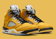Sneakers Air Jordan 5 Tokyo T23 2025 jaunes en nubuck premium avec détails exclusifs, languette réfléchissante et amorti Air